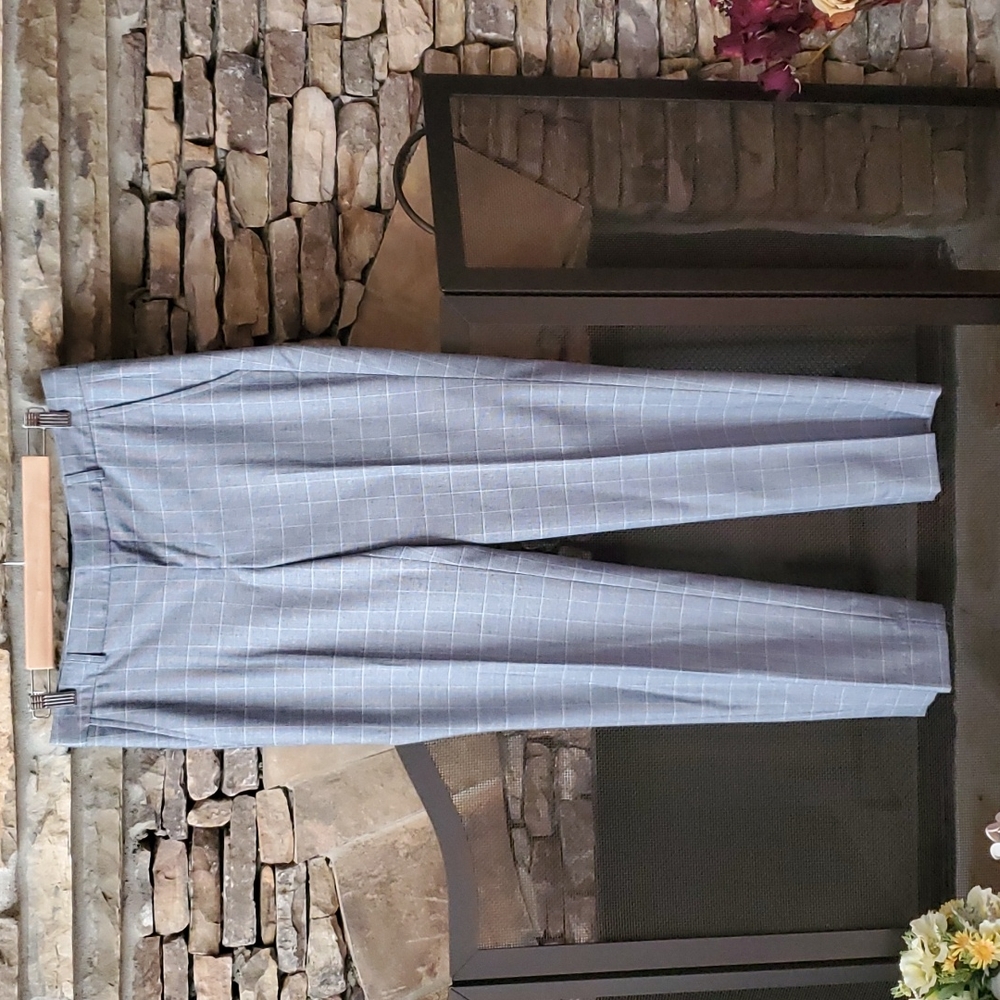 Banana Republic Washable Ryan Gray Plaid Straight Pant